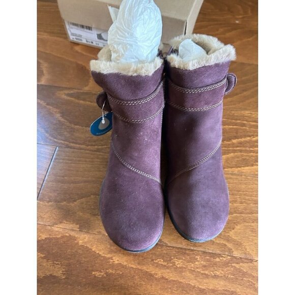 Clarks Women's Roseville 6.5 M Ankle Boot Fur Lined Mahogany Slip On NEW - Picture 7 of 11